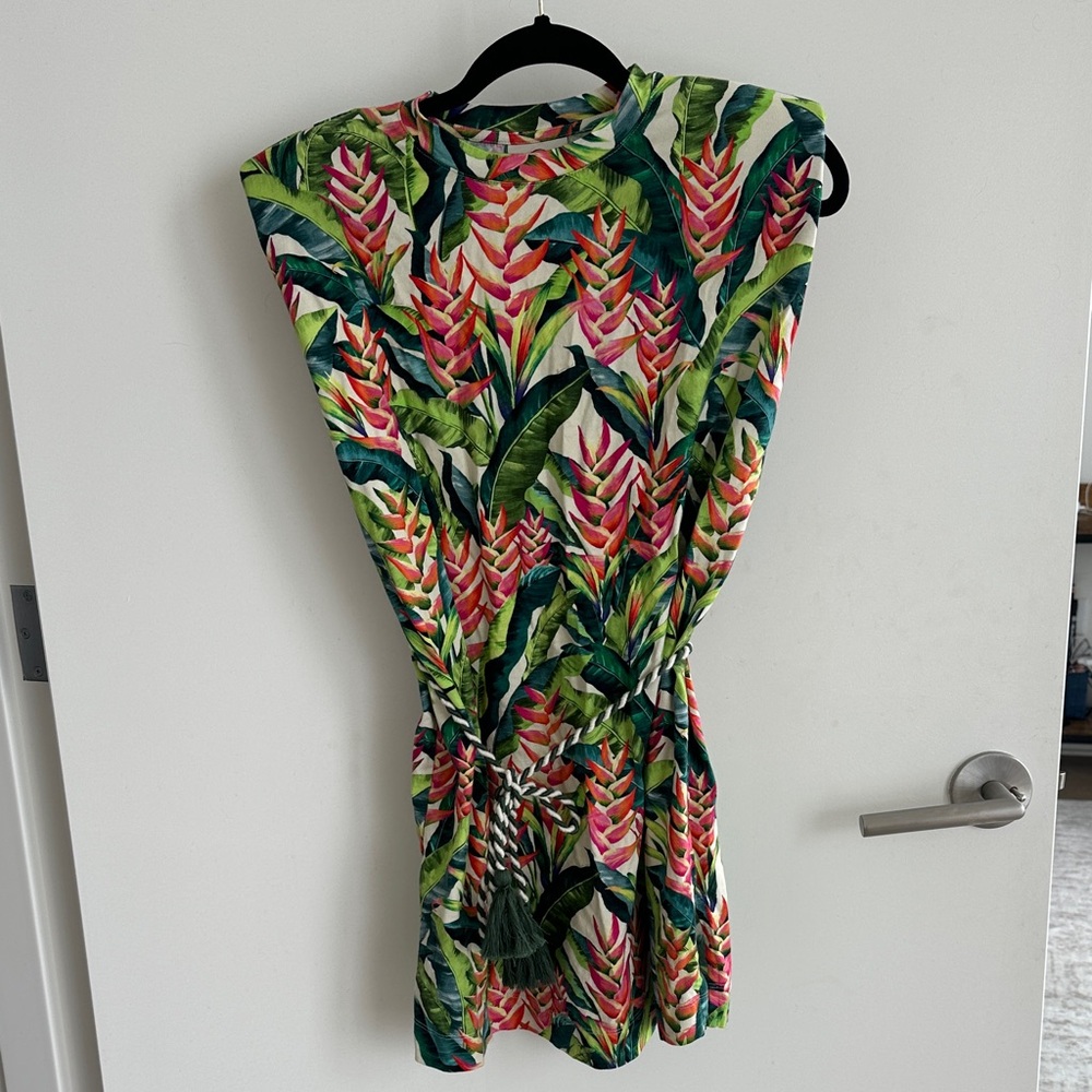 FARM Rio Tropical Print Mini Dress - Green, Pink, Red